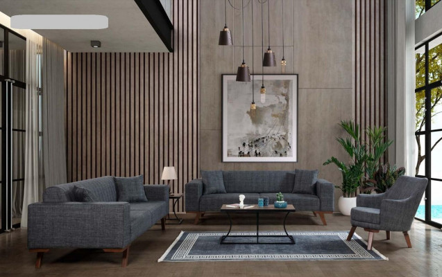 Sofagarnitur 3+3+1 Sëtz Design Sofas Polster Couchen Gro Miwwelen 3tlg