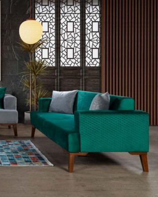 Sofagarnitur 3+3+1 Sëtzer Designer Wunnlandschaft Gro Turkis Gréng
