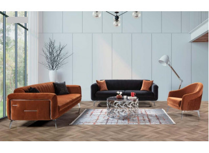 Canapé Ensemble 3+3+1 Sëtzer Canapéë Fauteuil Luxus Stëff Wunnzëmmer Design