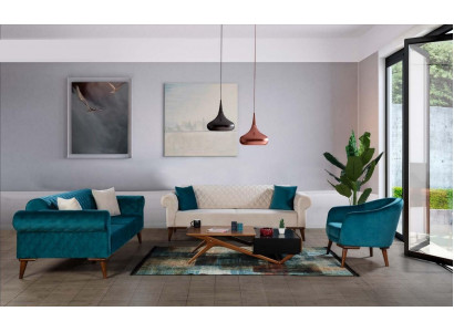 Luxus Sofagarnitur 3+3+1 Sëtz Drësëtzer Sofa Stoff Textil Stil Fauteuil