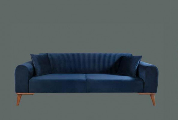 Sofagarnitur 3+3+1 Sëtzer Sofa Fauteuil Royal Blo Couch Samett 3tlg