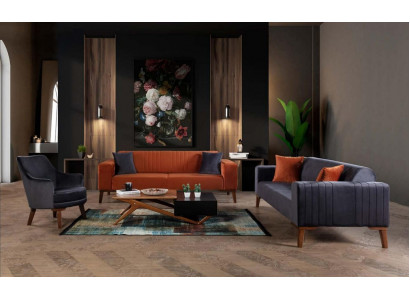 Sofa Garnitur Sofa Garnitur Sofen 3+3+1 Sëtz Stoff 3stéck Canapé Set Polstersëtzer Textil