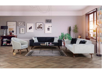 Luxus Sofasett Dräisëtzer 3+3+1 Sëtz Stoff Sofa Fautteuil Textil Stil