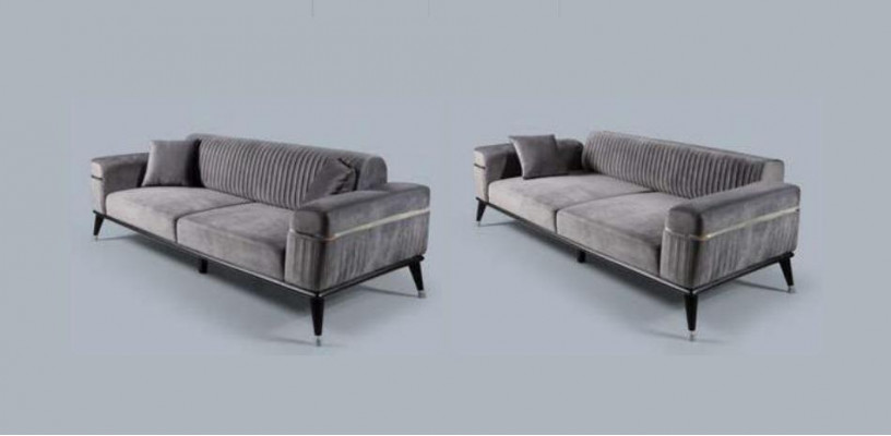 Canapé-Set 3+3+1 Sëtz Sofa Sofas Fotell Stoff Holz Gro Couchen