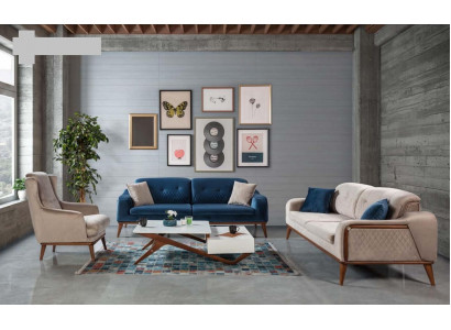 Soffagarnitur Sofas 3+3+1 Sëtz Sofae Drésëtz Couch Set Textil