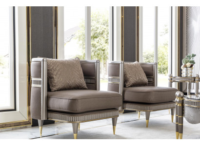 Sëtz Braun Elegante Polster Stoff 1-Sëtzer Stil Modern Miwwelen Wunnzëmmer Nei