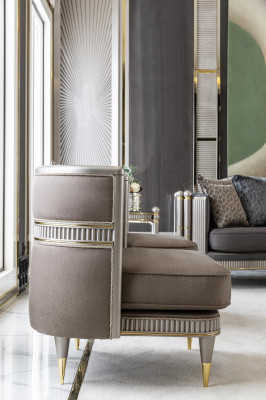 Sëtz Braun Elegante Polster Stoff 1-Sëtzer Stil Modern Miwwelen Wunnzëmmer Nei