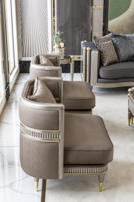 Sëtz Braun Elegante Polster Stoff 1-Sëtzer Stil Modern Miwwelen Wunnzëmmer Nei