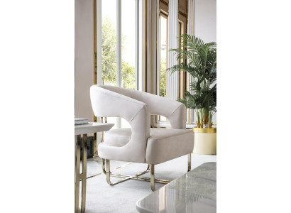 Fotell Beige Wunnzëmmer Design Elegante Miwwelen Modern 1 Sëtzer Fotell Schéin Nei