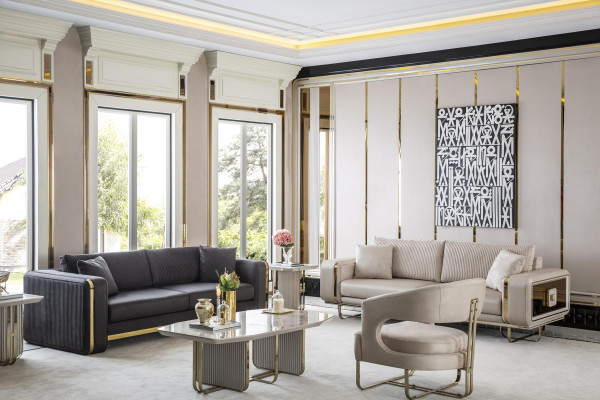 Fotell Beige Wunnzëmmer Design Elegante Miwwelen Modern 1 Sëtzer Fotell Schéin Nei