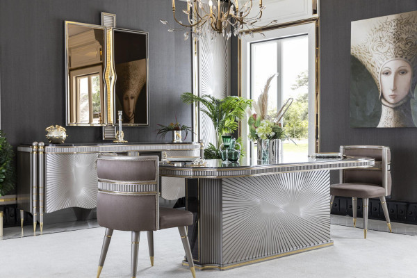 Spigel Gold Wunnzëmmer Stil Modern Miwwelen Wandspigel Design Elegantes Neit