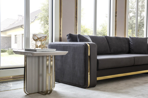 Niewentdësch Wäiss Wunnzëmmer Metall Glas Nei Modern Design Miwwelen Luxus