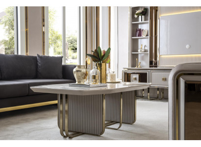 Couchtisch Wäiss Metall Luxus Design Couch Dësch Miwwelen Wunnzëmmer Elegant Neit