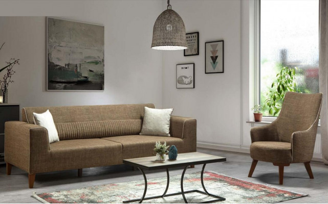 Luxus Modernen Fauteuil 1 Sëtzer Design Wunnzëmmer Polster Holz Miwwelen