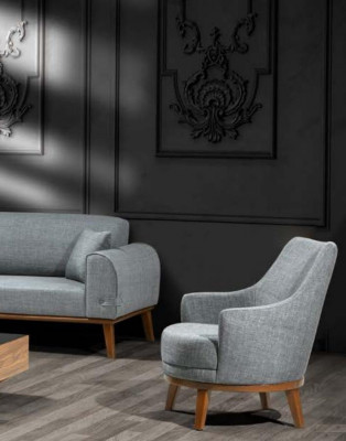 Fauteuil 1 Plaz Wunnzëmmer Leenstull Eensëtzer Holz Textil Stoff