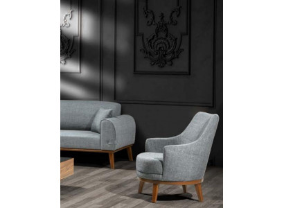Fauteuil 1 Plaz Wunnzëmmer Leenstull Eensëtzer Holz Textil Stoff