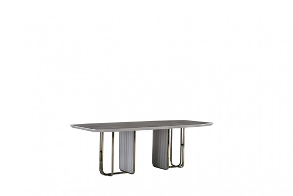 Iessdësch Wäiss Dësch Luxus Iesszëmmer Stil Elegant Schéin Metall Modern