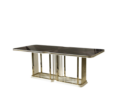 Iessdësch Braun Luxus Dëscher Iesszëmmer Dësch Metall Eleganten Stil Modern