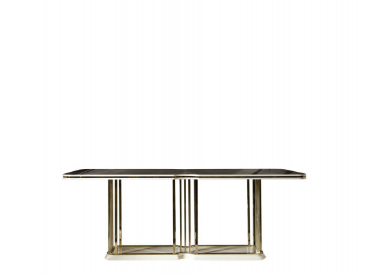 Iessdësch Braun Luxus Dëscher Iesszëmmer Dësch Metall Eleganten Stil Modern