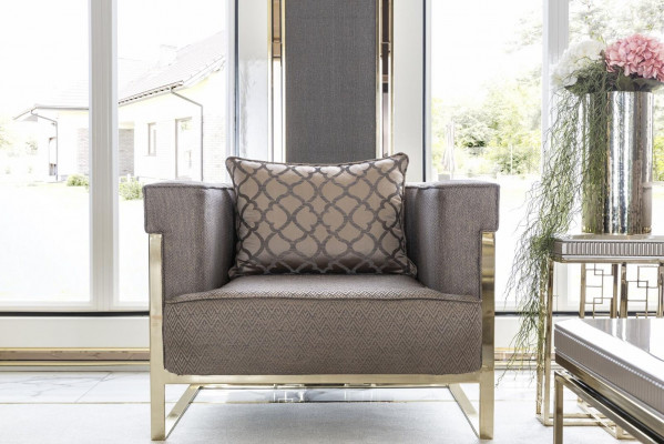 Canapé beige Wunnzëmmer Design Elegant Miwwel Modern 1 Sëtz Schéin Luxus Nei