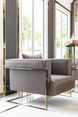 Canapé beige Wunnzëmmer Design Elegant Miwwel Modern 1 Sëtz Schéin Luxus Nei