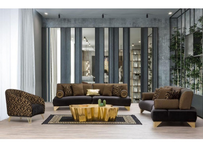 Sofagarnitur Garnitur Canapéen Sofa Fauteuil Dräisitza 3+3+1 Sëtzer Stoffer Grupp Nei