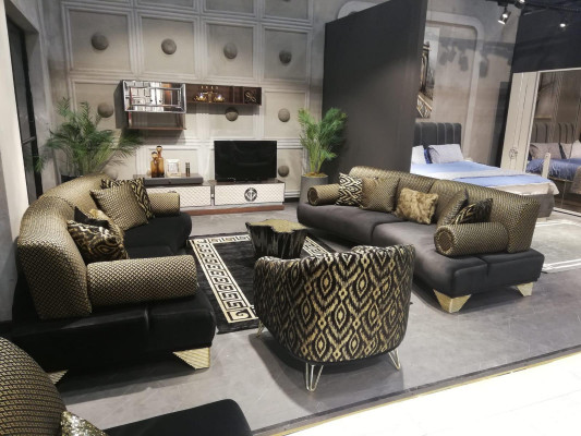 Sofagarnitur Garnitur Canapéen Sofa Fauteuil Dräisitza 3+3+1 Sëtzer Stoffer Grupp Nei