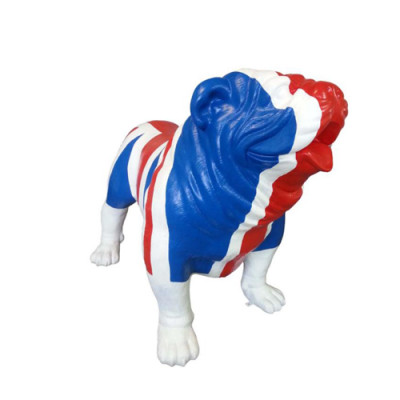 Gaart Dekoratioun Union Jack Bulldog Statue Figur Deko Statuen Skulptur Figuren