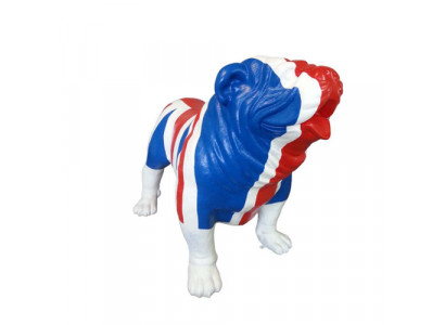 Gaart Dekoratioun Union Jack Bulldog Statue Figur Deko Statuen Skulptur Figuren
