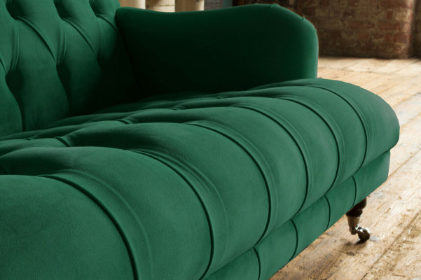 Chesterfield 2-Sëtzer Polstersofa Lieder Sofa Couchen Modernen Stil Gréng Textil