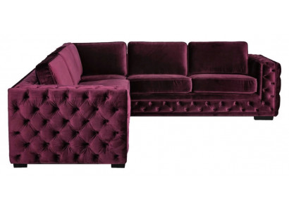 Burgund Eckcouch Chesterfield Samt Stoff Miwwel Nei Wunnzëmmer Modern Design Sofa