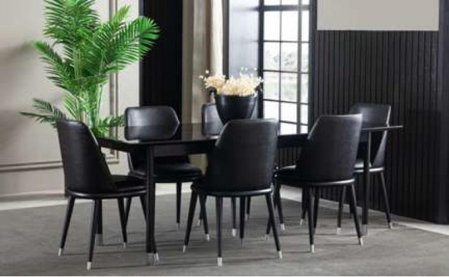 8-deelegt Kichenset mat Still modern Stil schwaarz Faarf bequem nei