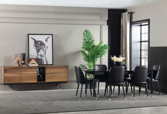 8-deelegt Kichenset mat Still modern Stil schwaarz Faarf bequem nei