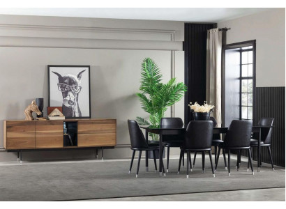 8-deelegt Kichenset mat Still modern Stil schwaarz Faarf bequem nei
