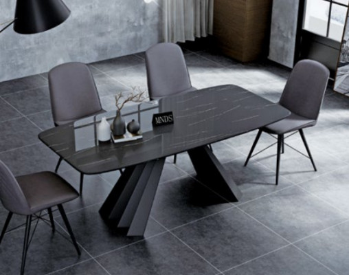 Design Iesszëmmer Grupp Dësch + 4 Still Sëtzkëssen Garnitur Dëscher Réckestull