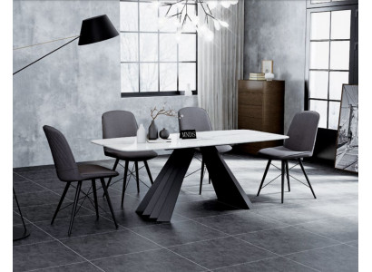 Design Iesszëmmer Grupp Dësch + 4 Still Sëtzkëssen Garnitur Dëscher Réckestull