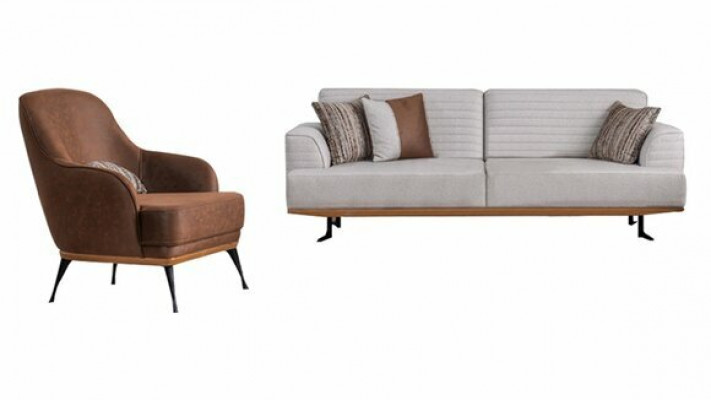 Luxus 2-Deeler Sofagarnitur Drësëtzeger-Sofa an Fautëlle fir d'Wunnzëmmer