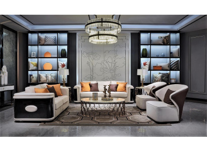 Luxuriéist Ambiance 3+2+1+1 Wunnzëmmers-Set inspiréiert vum Jugendstil