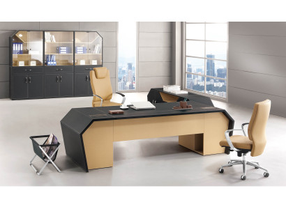 Set Büro Miwwelen Grupp Eck Schreifdësch Chef Dësch Lieder Holz Kommode