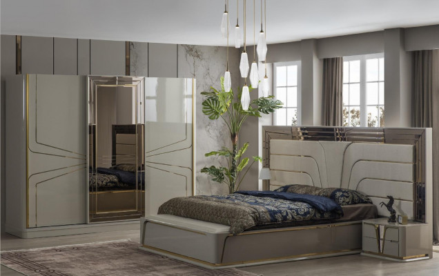 Schlofkummer Set Duebelbett Luxus Bett Modern Braun Set 4 Deeler Nei