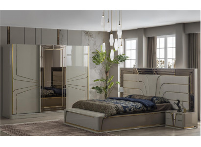 Schlofkummer Set Duebelbett Luxus Bett Modern Braun Set 4 Deeler Nei