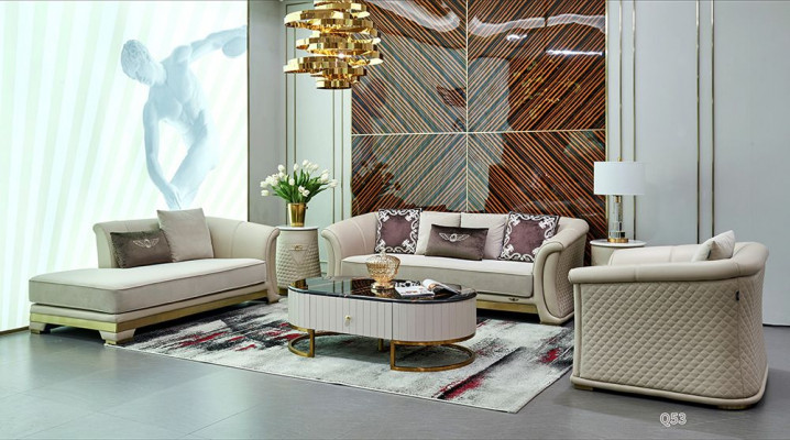 Beistelltisch Design Sofagarnitur Canapé Couchtisch Sofa 6-Deeler Wunnzëmmer