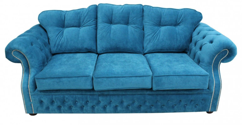 Blo Chesterfield Stoffpolster Dräisëtz-Stoffcouch Wunnzëmmer Design