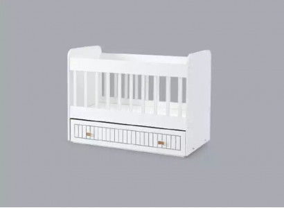 Babybett Kannerbett Bëtteset Schublade wäiss am Stil fir d'Kandenzëmmer