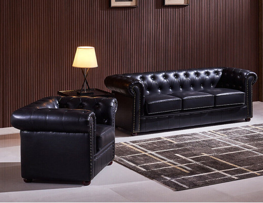 Beige Kinneks-Couch - Luxus Chesterfield Miwwelpolster Design Miwwelen