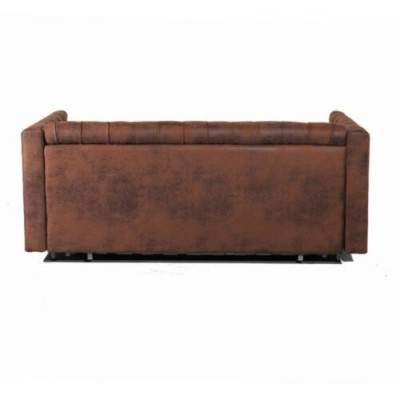 Amerikanesche Stil Chesterfield Sofa Couch Lieder Polster Braun Dräisëtzer