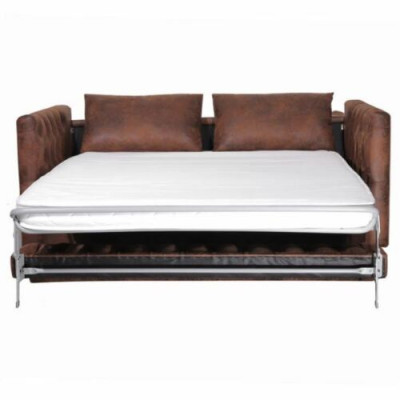 Amerikanesche Stil Chesterfield Sofa Couch Lieder Polster Braun Dräisëtzer