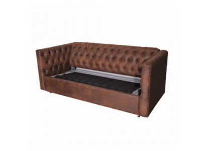 Amerikanesche Stil Chesterfield Sofa Couch Lieder Polster Braun Dräisëtzer