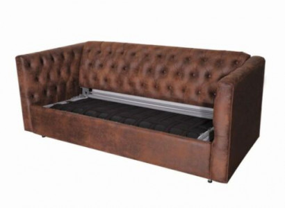 Amerikanesche Stil Chesterfield Sofa Couch Lieder Polster Braun Dräisëtzer
