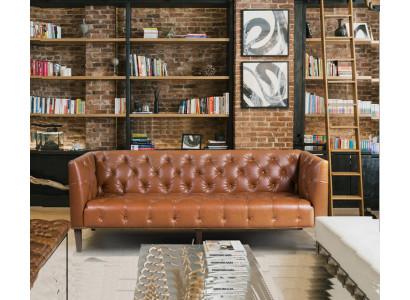 Häreclub Chesterfield Sofa Canapé Lieder Polsterings Drësëtz Braun